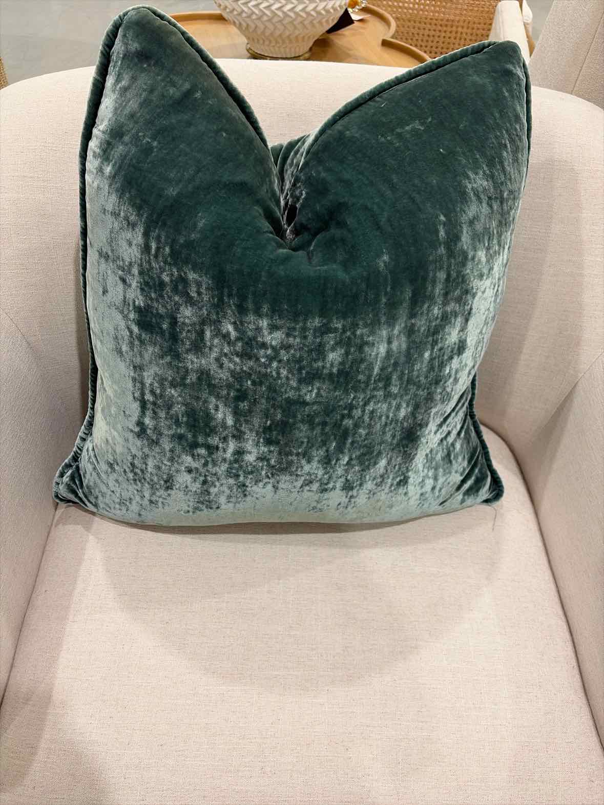 Green Velvet Pilow with self cord | True Fashionistas.