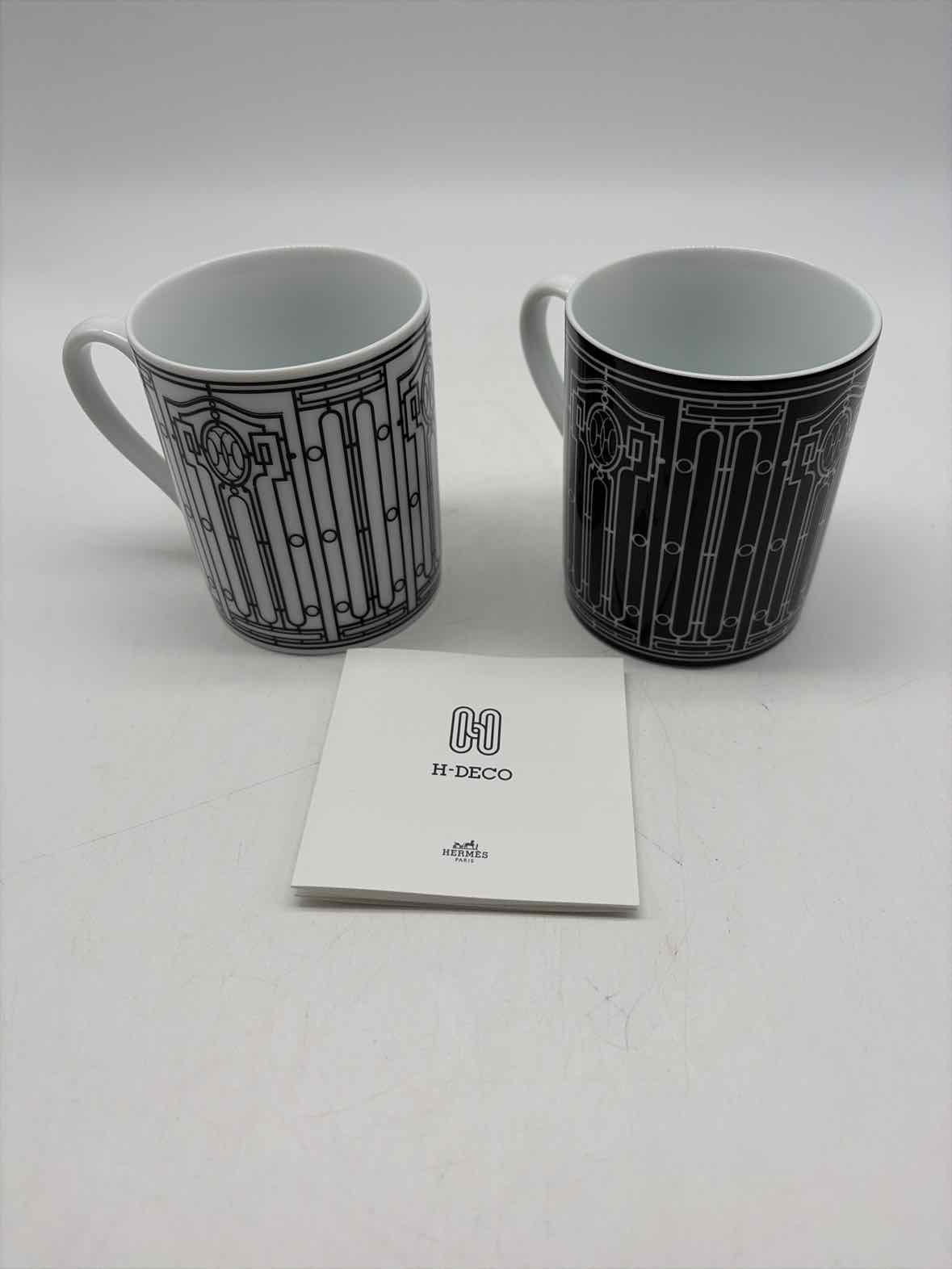 Hermes Set Of 2 Black & White PorcelainCoffee Cups | True Fashionistas.