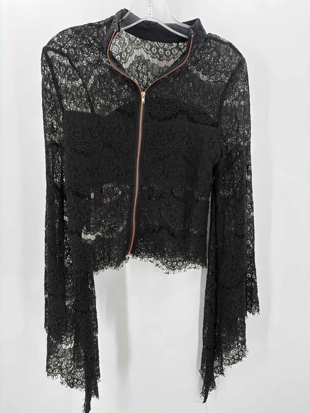 Pre-Owned Do + Be Black Size Small Lace Long Sleeve Blouse | True Fashionistas.