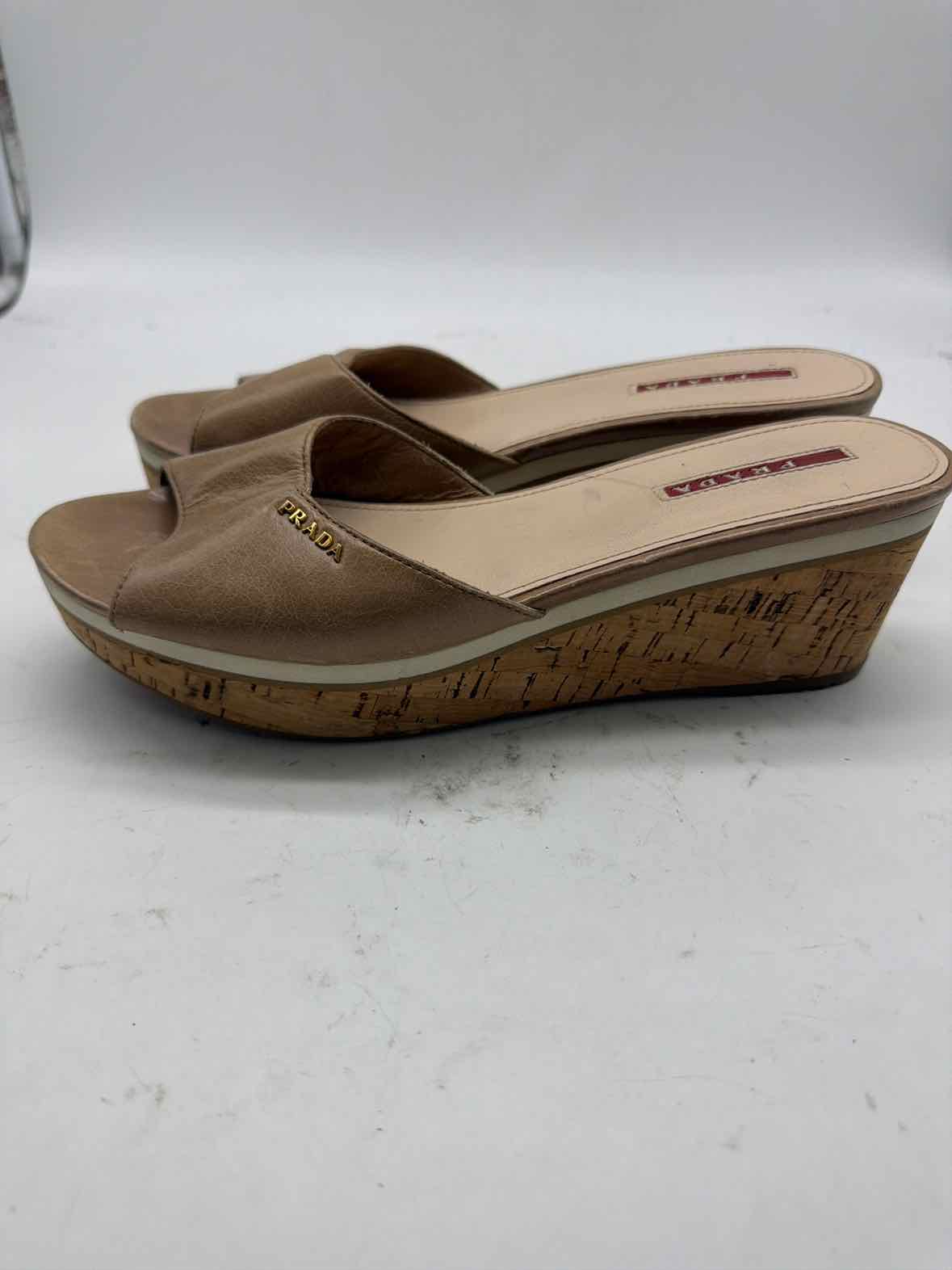 Pre-Owned Prada Tan Mule Heels | True Fashionistas.