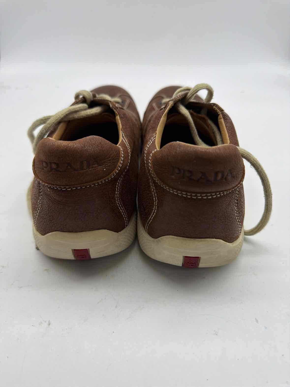 Pre-Owned Prada Brown 8.5 Leather Fashion Sneaker Men's Sneakers | True Fashionistas.