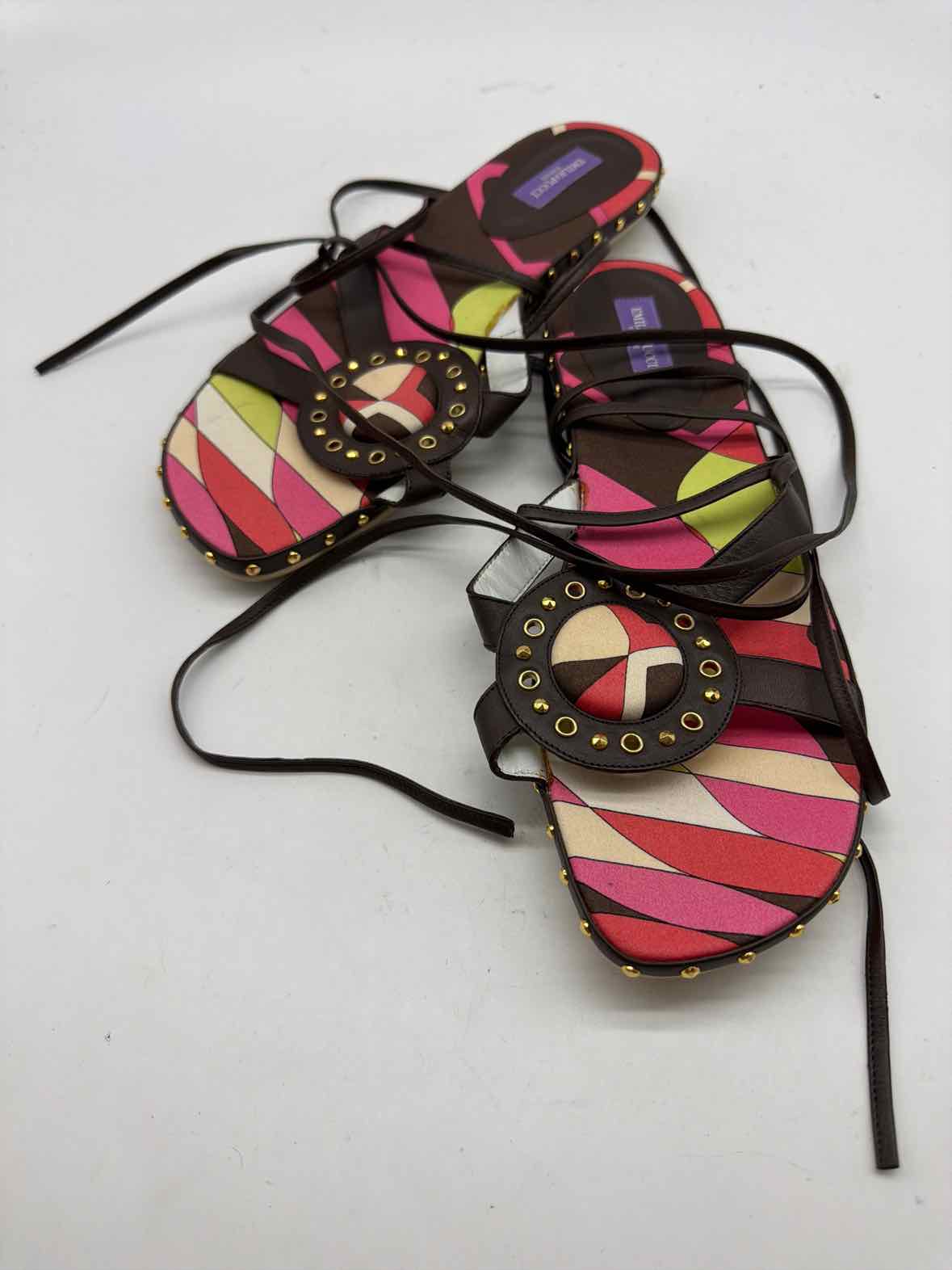 Pre-Owned Emilio Pucci Brown Size 39 Strappy Sandals | True Fashionistas.