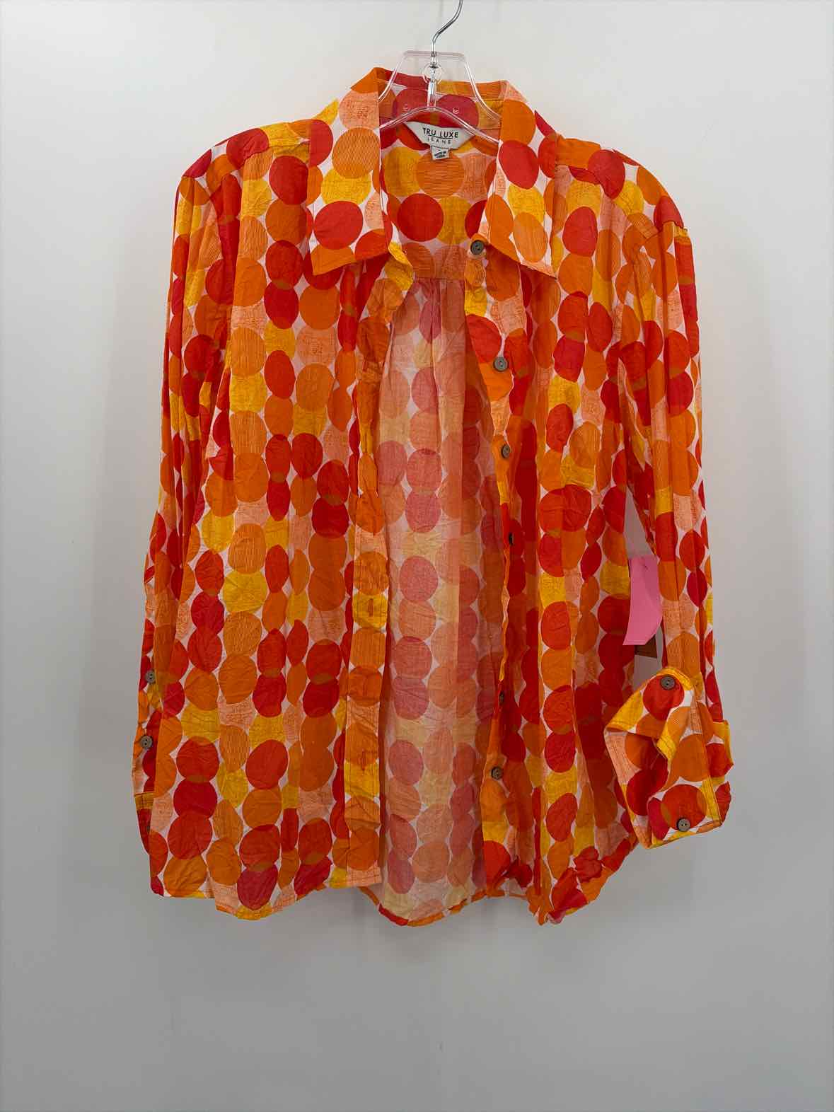 Tru Luxe Jeans Orange Size Large Button Down Long Sleeve Blouse | True Fashionistas.