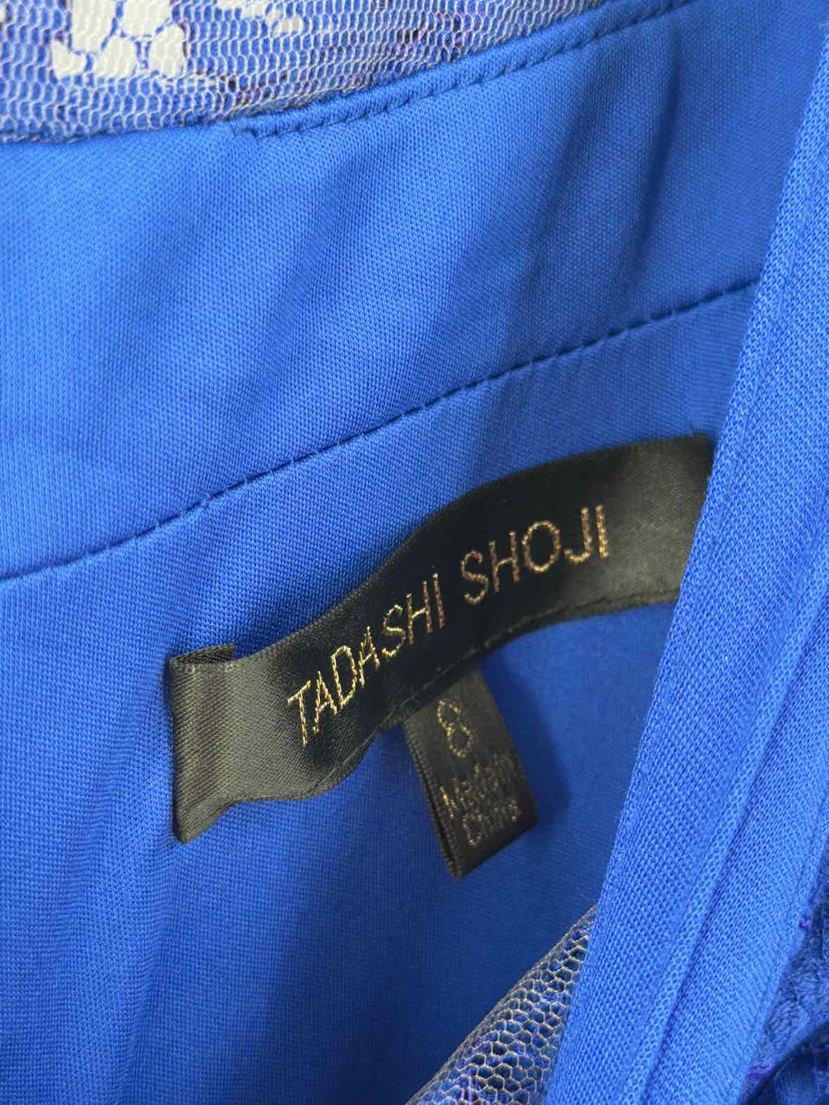 Pre-Owned Tadashi Shoji Blue Size 8 Lace Evening Long Evening Gown | True Fashionistas.