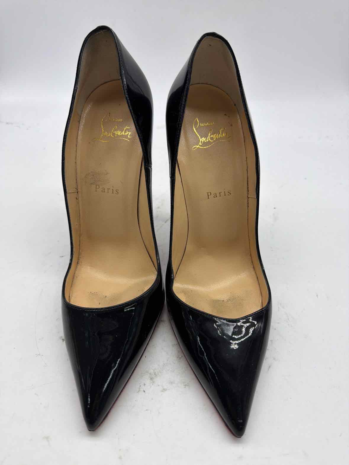 Pre-Owned Christian Louboutin Black Size 9.5 Patent Leather Stiletto Heels | True Fashionistas.