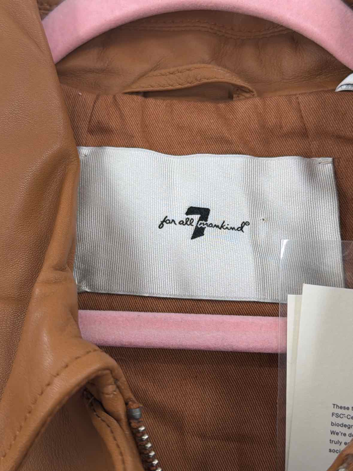 Pre-Owned 7 For All Mankind Tan Size Large Leather Zip Up Jacket | True Fashionistas.