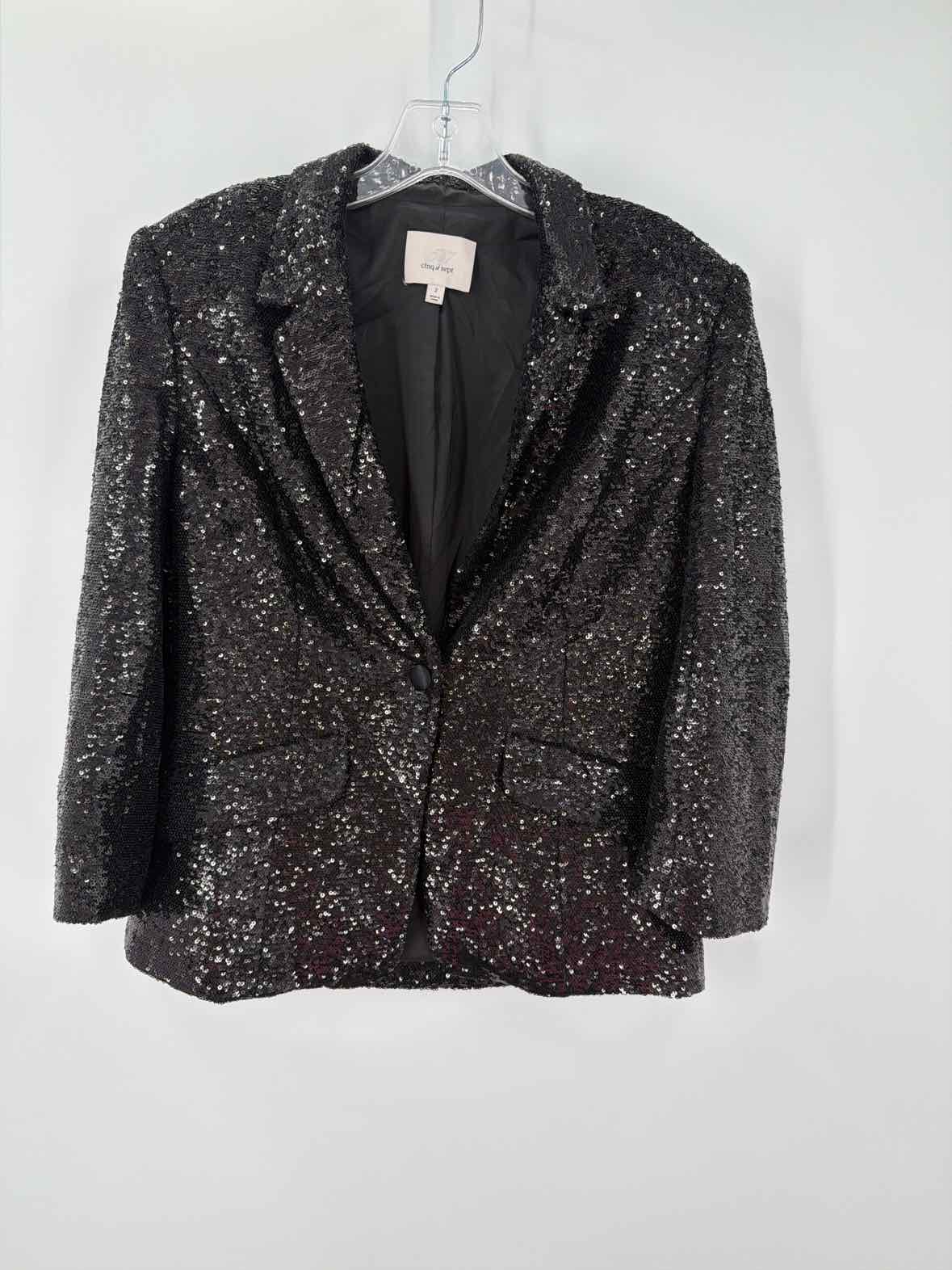 Pre-Owned Cinq a Sept Black Size 2 Sequin Blazer | True Fashionistas.