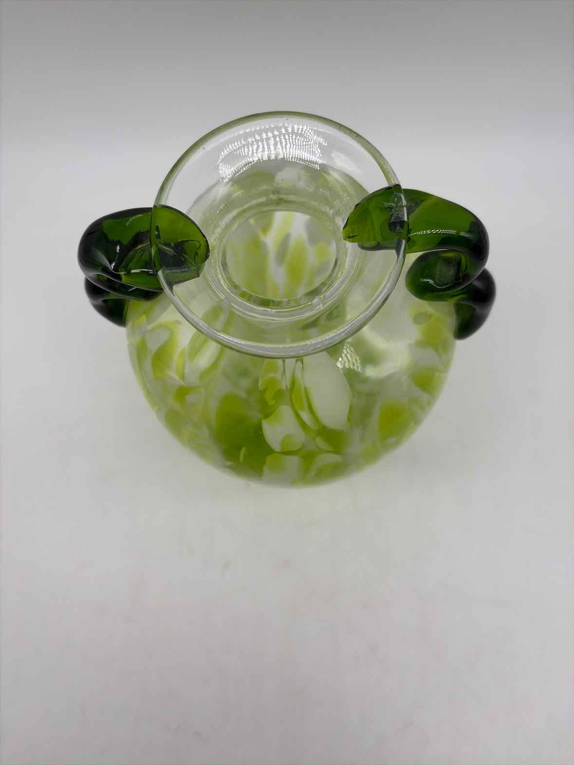 Green Glass Double Twisted Hanndle Vase | True Fashionistas.