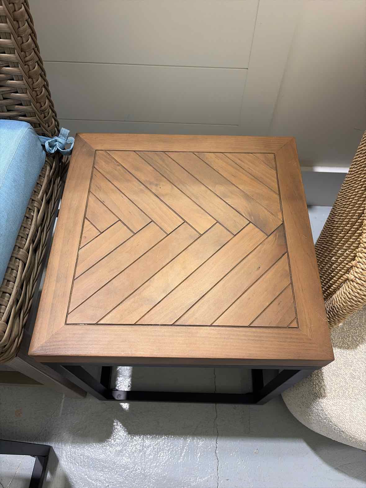 Brown Metal Outdoor End Table W/MEtal Frame | True Fashionistas.