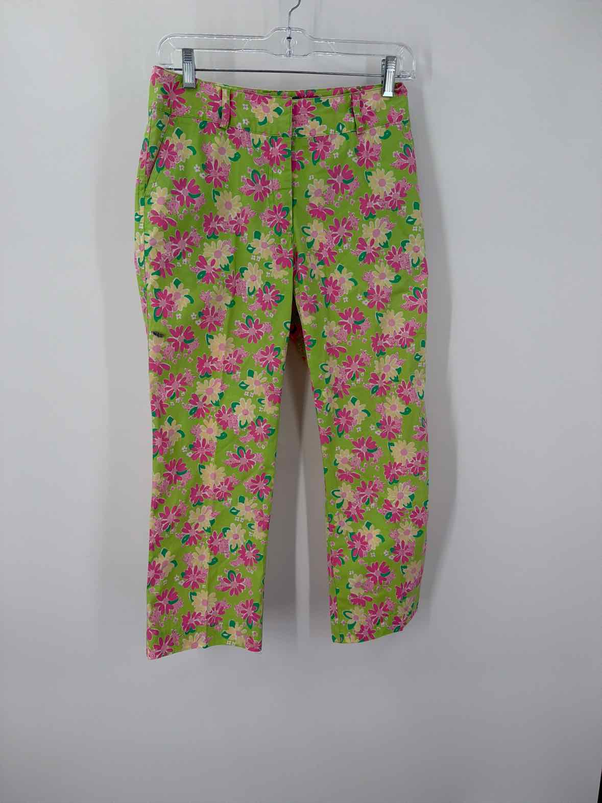 Pre-Owned Lilly Pulitzer Green Size 2 Vintage Printed Pants | True Fashionistas.