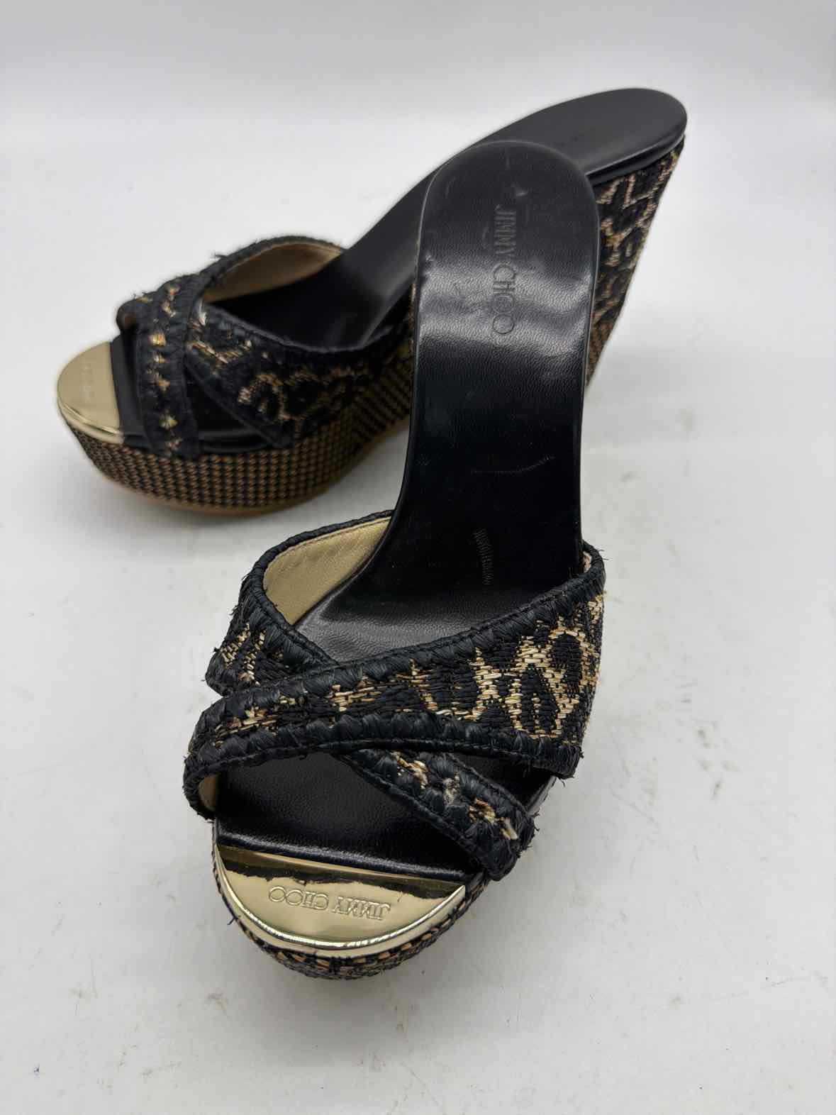 Pre-Owned Jimmy Choo Black Size 38.5 Wedge Heels | True Fashionistas.