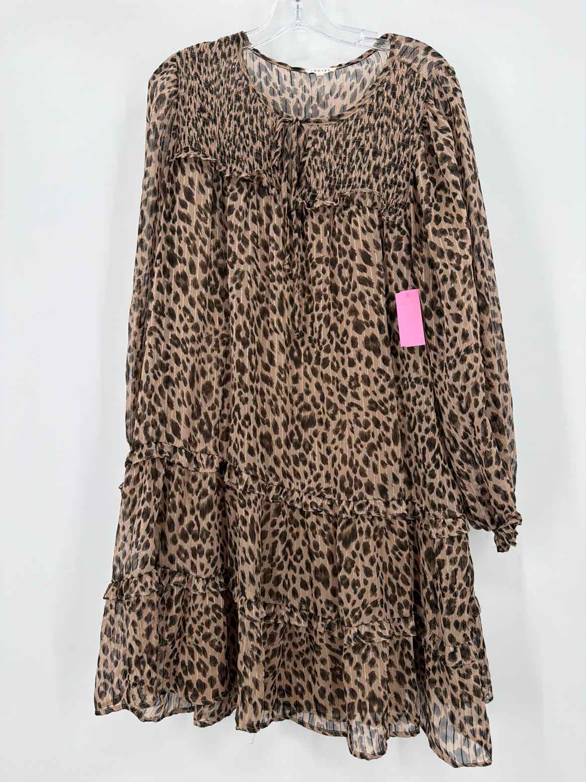 Pre-Owned Jodifl Brown Size Large Leopard Short Long Sleeve Dress | True Fashionistas.