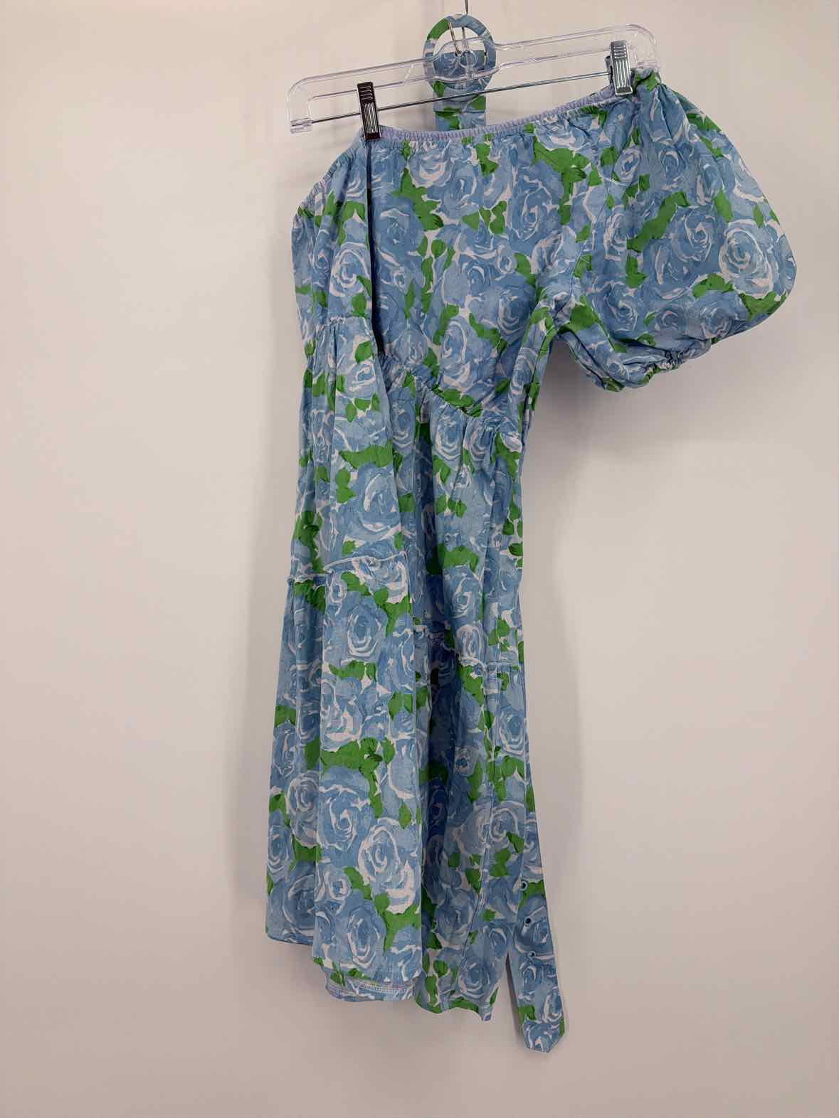 Show Me Your Mumu Blue Size Large Floral One Shoulder Short Short Sleeve Dress | True Fashionistas.