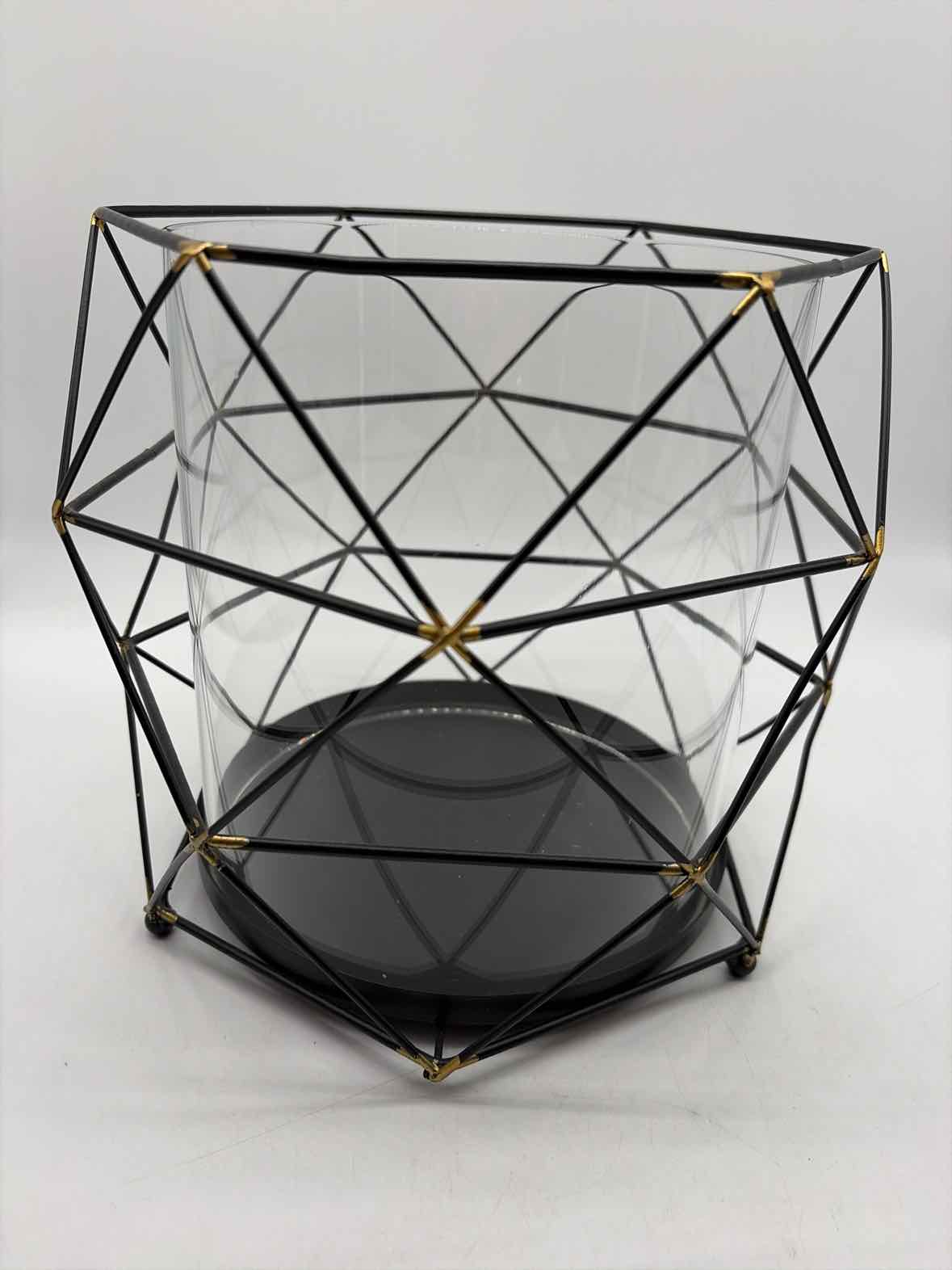 Glass Hurricane Candle Holder Black Trim | True Fashionistas.
