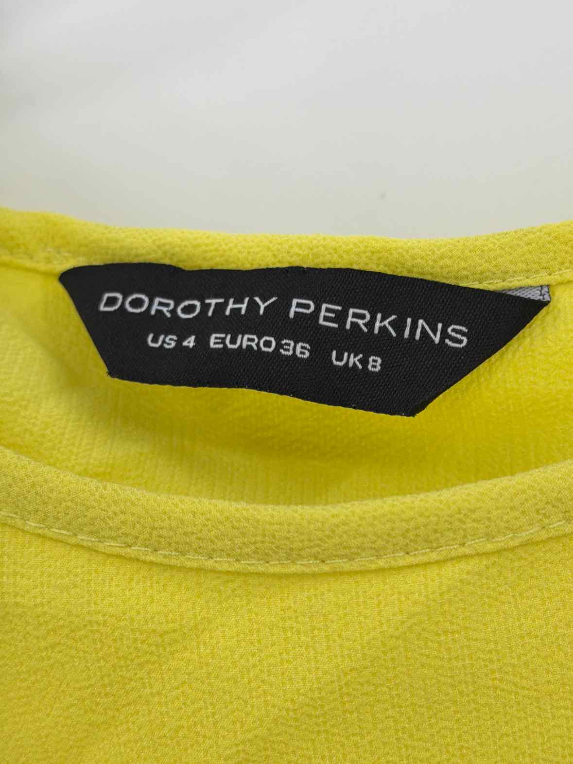 Pre-Owned Dorothy Perkins Yellow Size 4 Short Long Sleeve Dress | True Fashionistas.