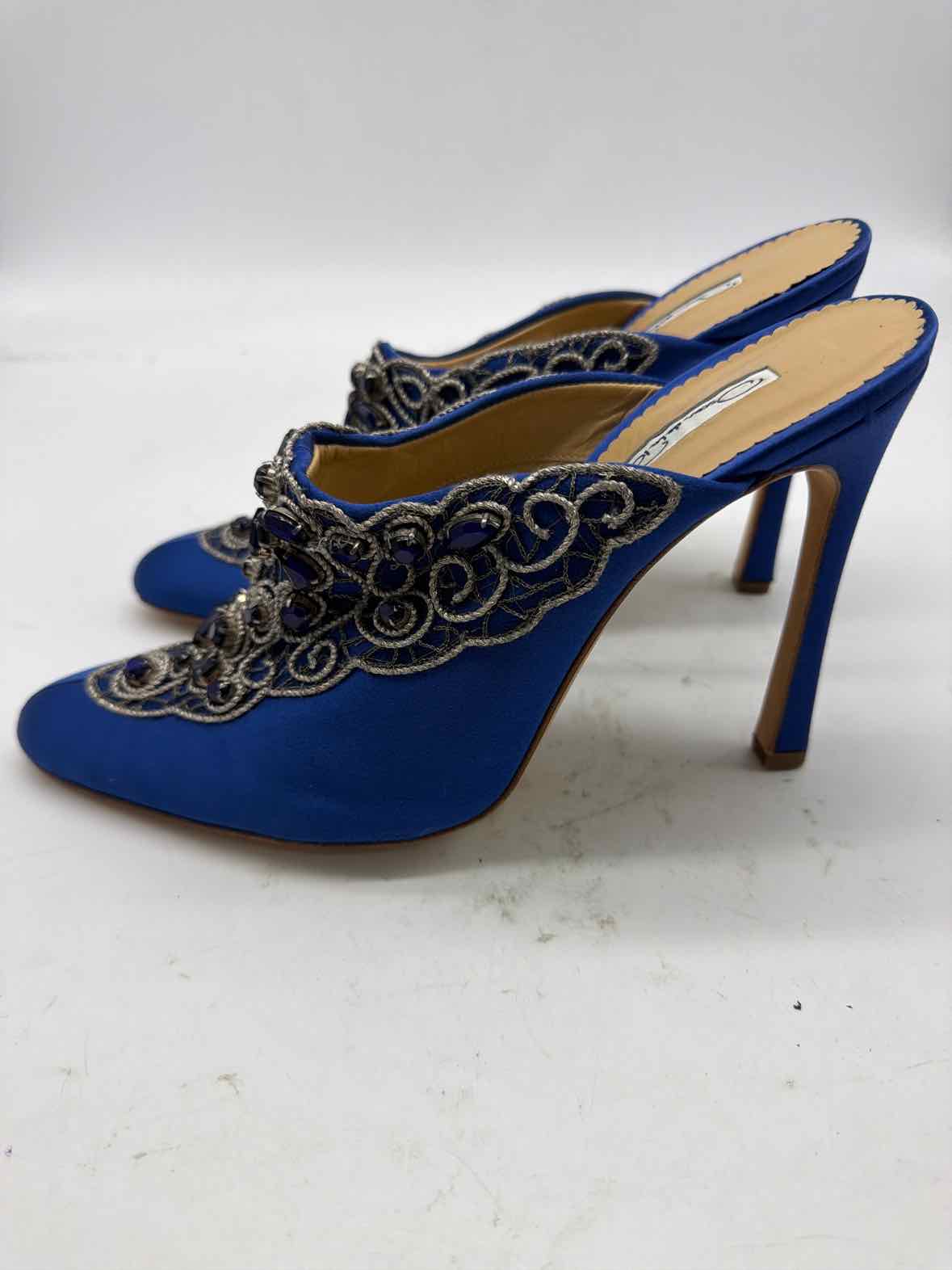 Pre-Owned Oscar de la Renta Blue Size 40.5 Mule Heels | True Fashionistas.