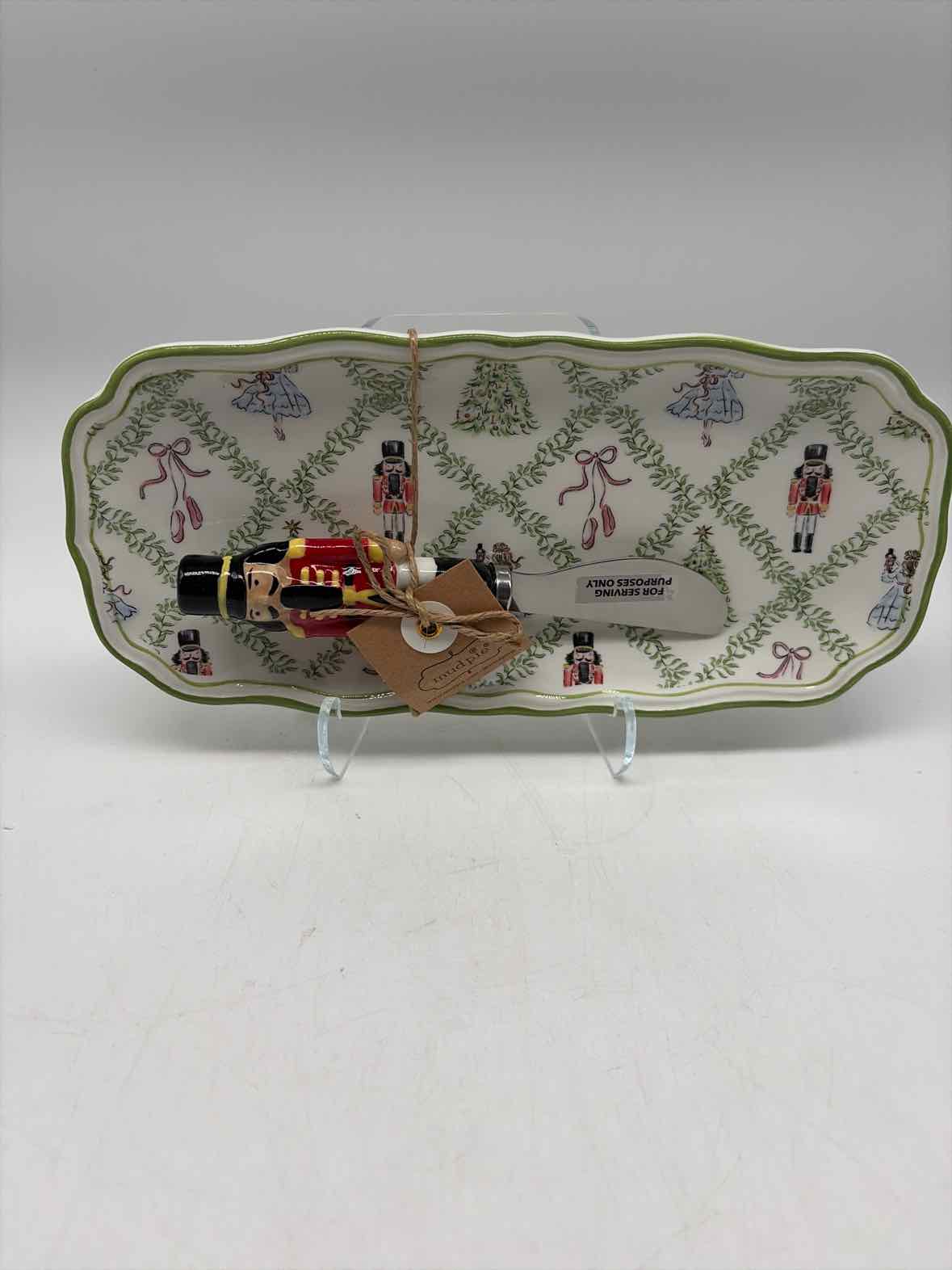 White Ceramic Christmas Nutcracker Dish with Spreader | True Fashionistas.