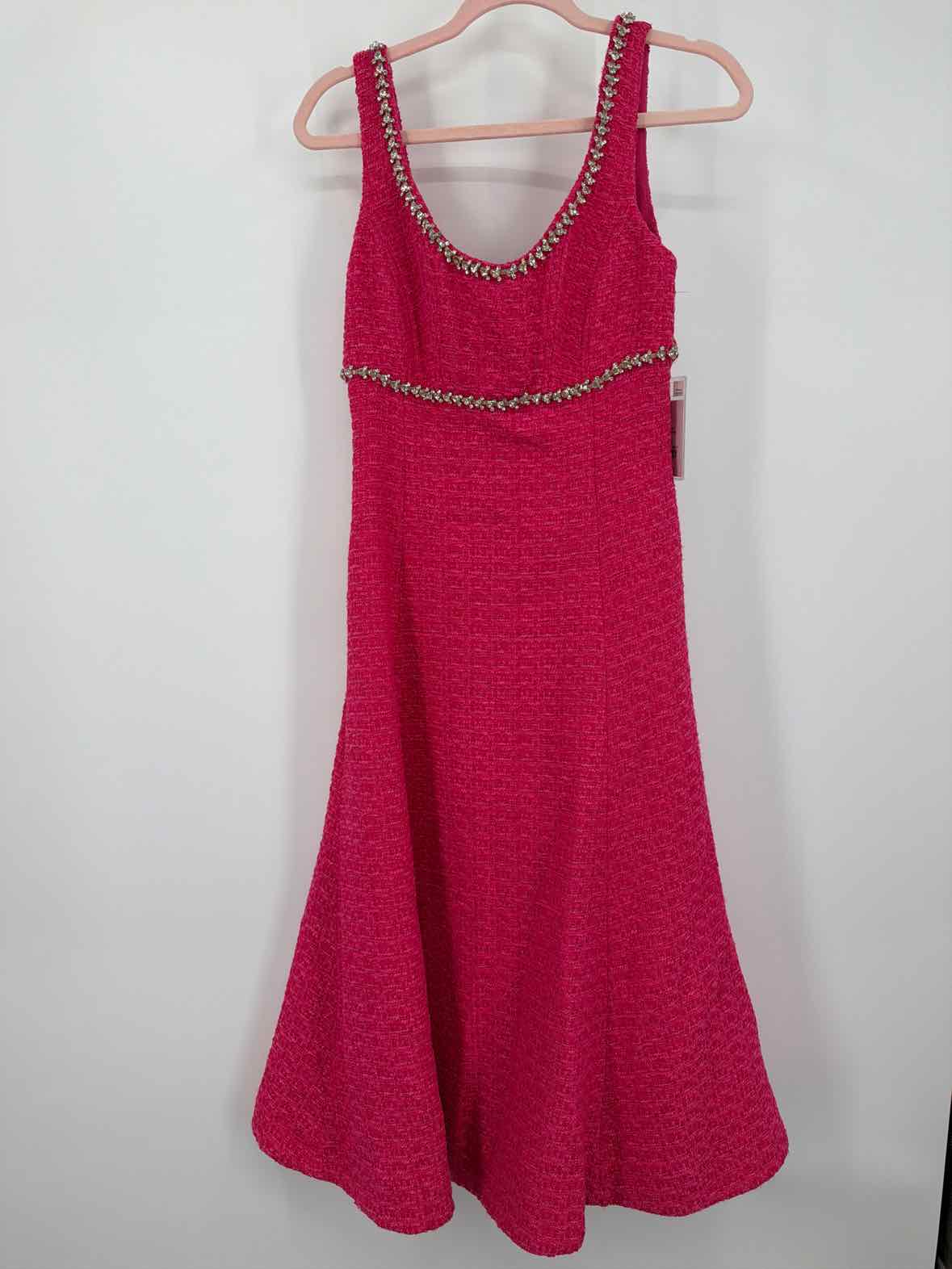 Pre-Owned Self Portrait Pink Size 4 Boucle Cocktail Midi Sleeveless Dress | True Fashionistas.