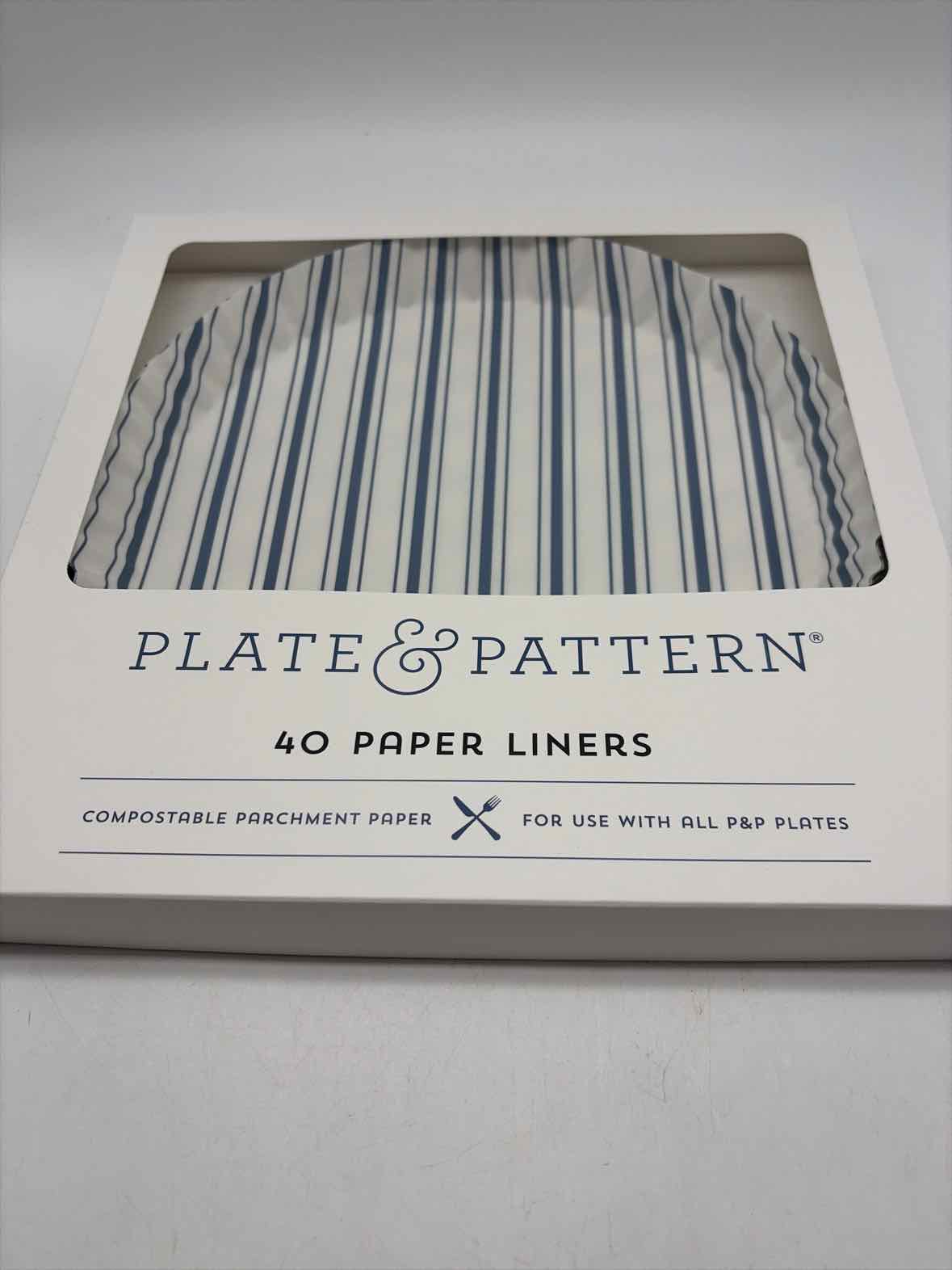 Plate & Pattern Blue Stripe 40 Paper Liners | True Fashionistas.