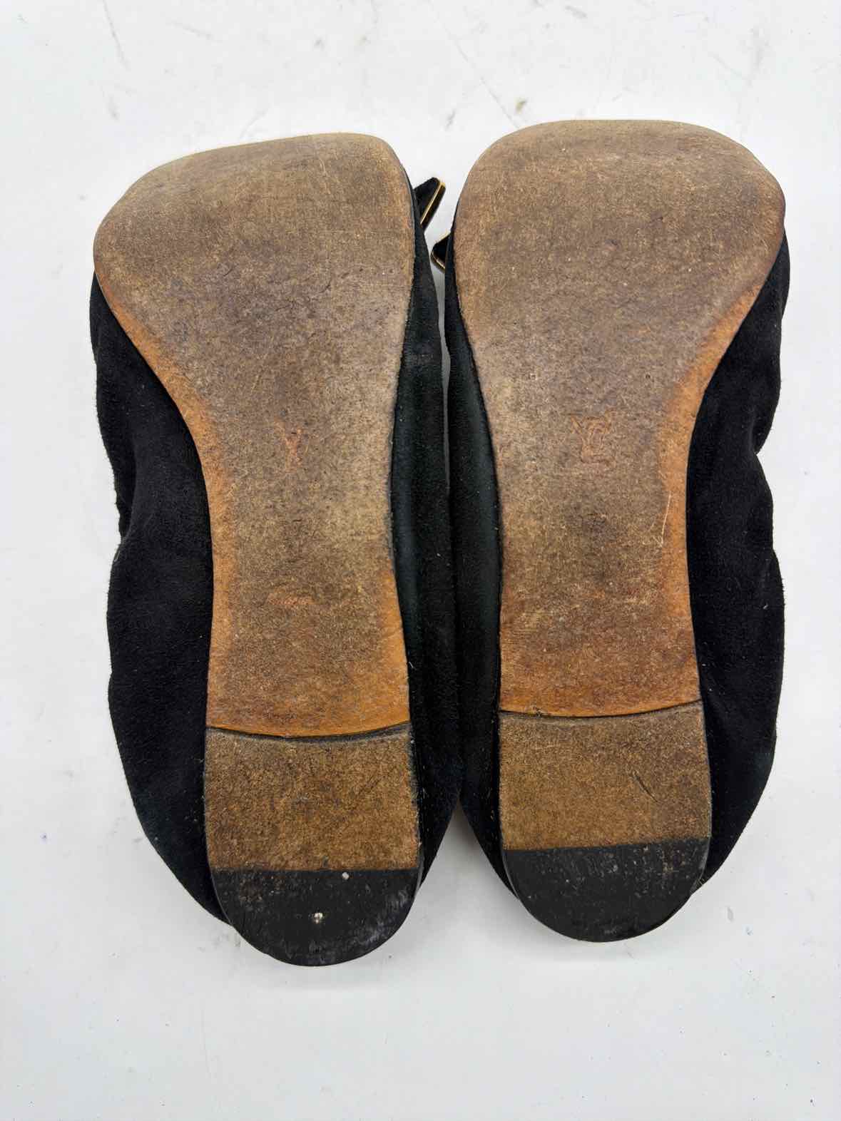Pre-Owned Louis Vuitton Black Size 7 Slip On Flats | True Fashionistas.