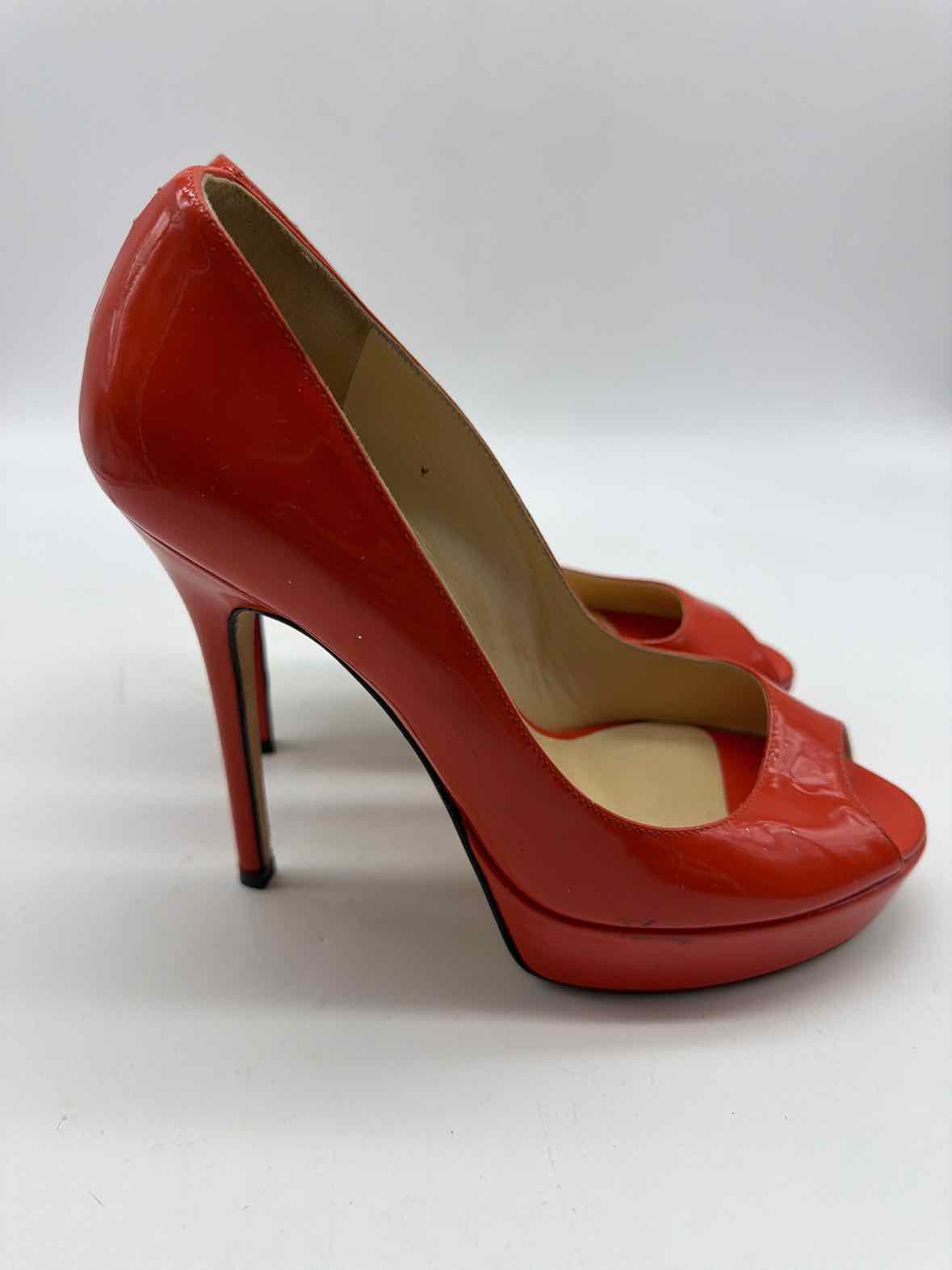 Pre-Owned Jimmy Choo Red Size 35.5 Peep Toe Heels | True Fashionistas.
