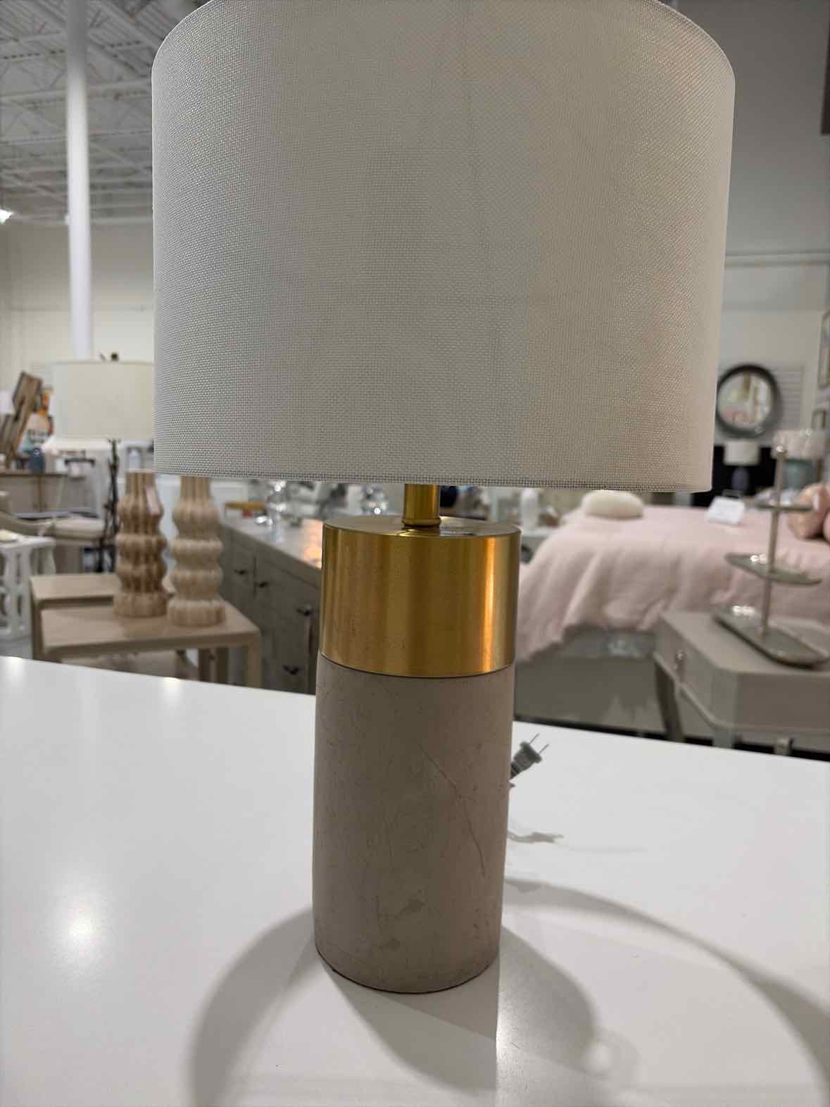 Safavieh Oliver Gray & Brass Cement Accent Lamp | True Fashionistas.
