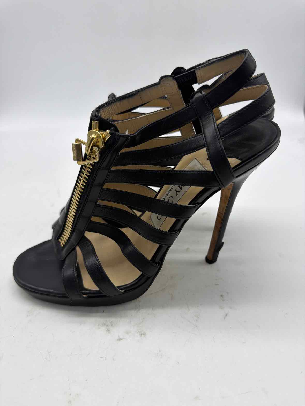 Pre-Owned Jimmy Choo Black Size 37 Caged Heels | True Fashionistas.