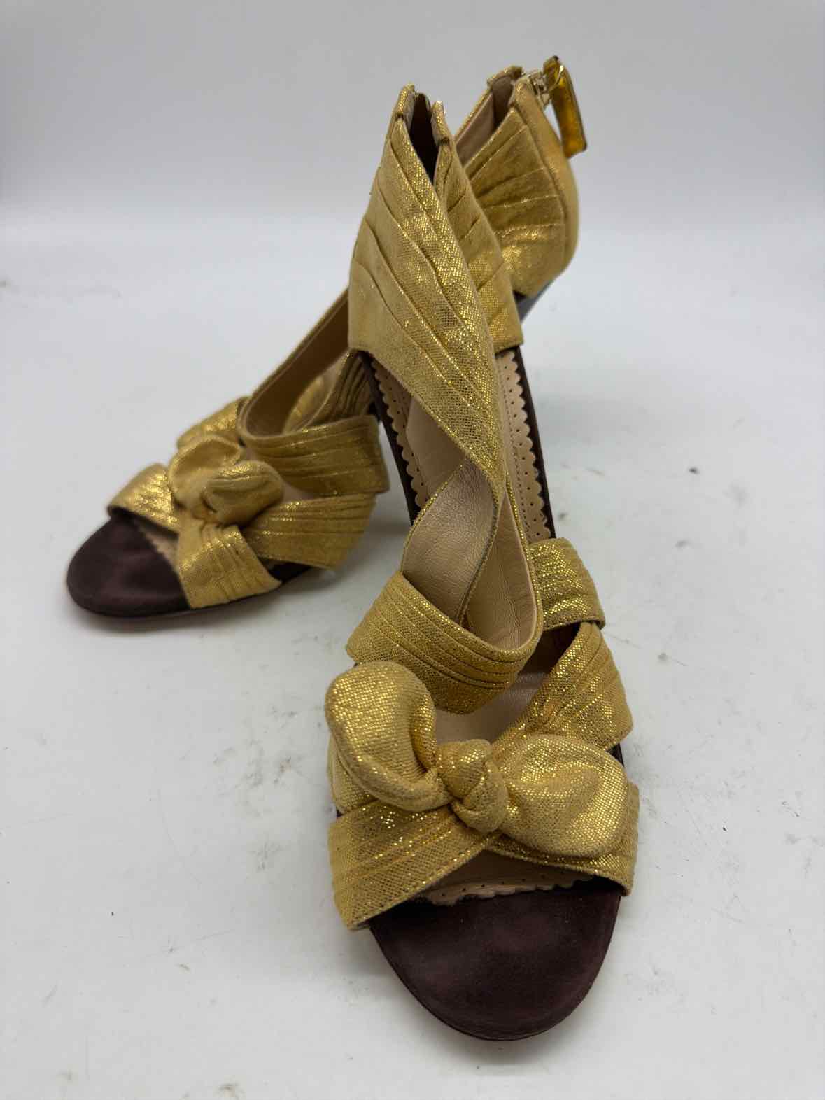 Pre-Owned Charlotte Olympia Gold Size 8.5 Caged Heels | True Fashionistas.