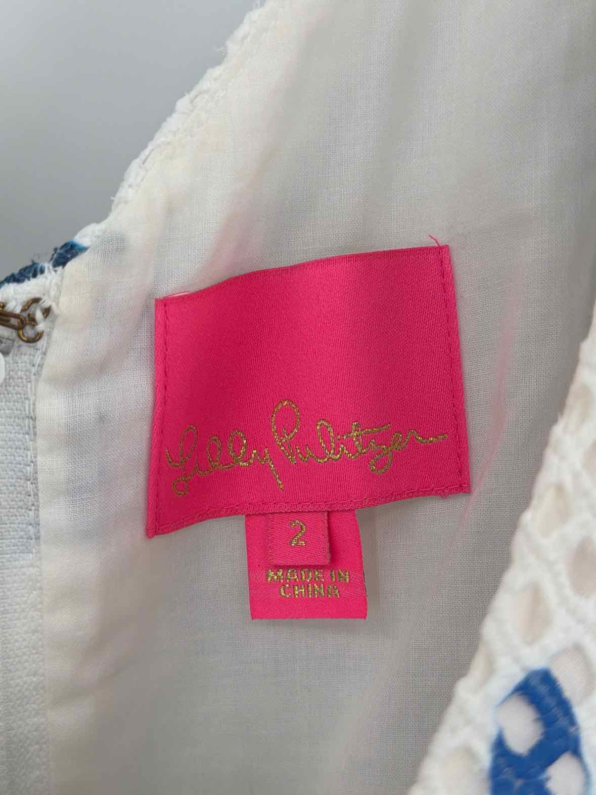 Pre-Owned Lilly Pulitzer White Size 2 Lace Short Long Sleeve Dress | True Fashionistas.