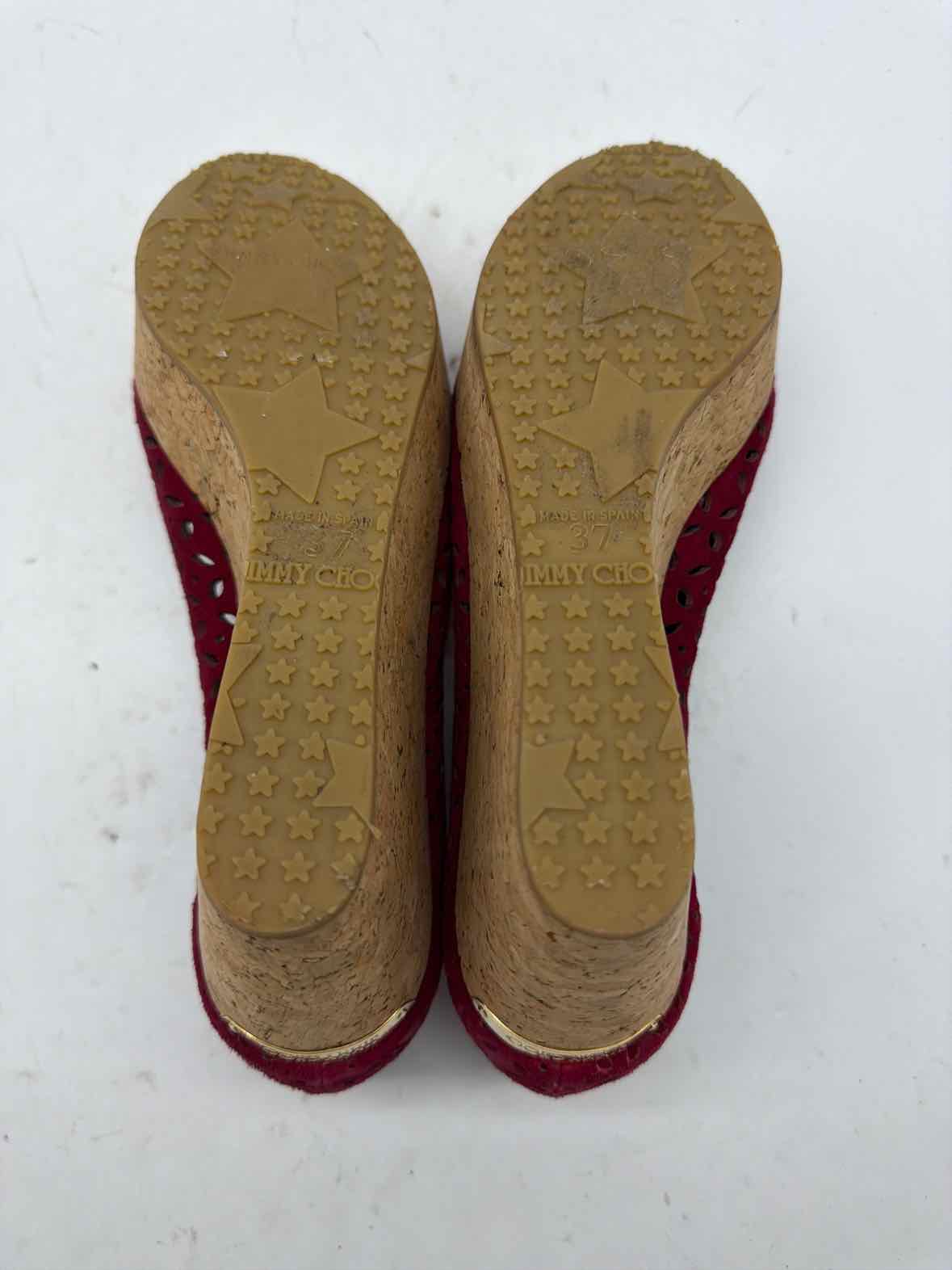 Pre-Owned Jimmy Choo Red Size 7 Wedge Heels | True Fashionistas.