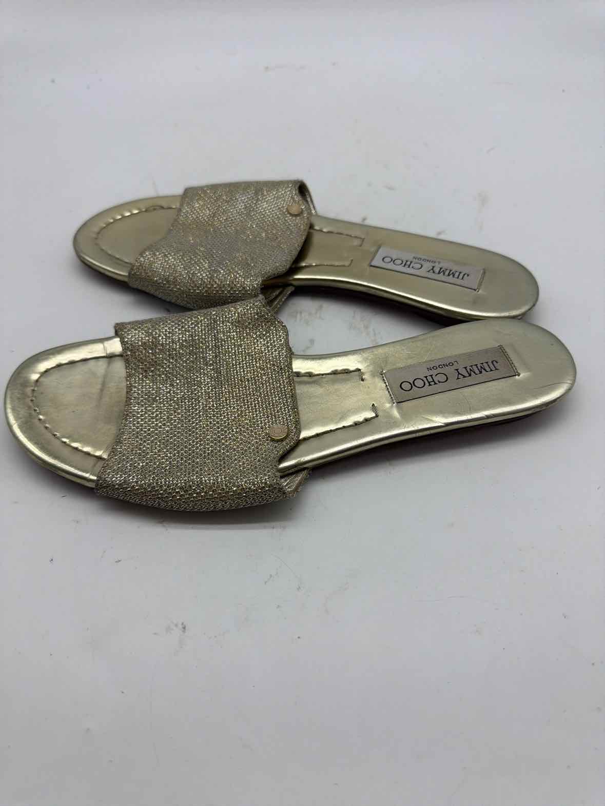 Pre-Owned Jimmy Choo Gold Size 9 Mule Sandals | True Fashionistas.