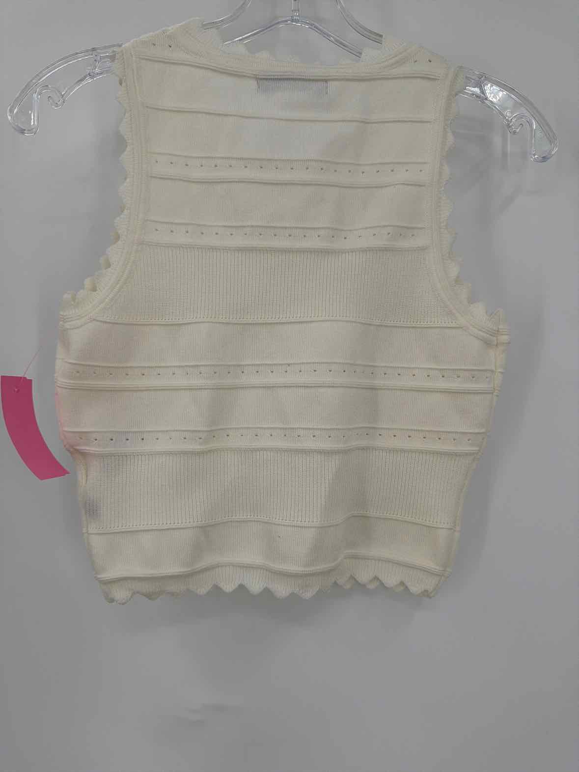 Pre-Owned Sandro White Size Large Knit Cropped Tank Top | True Fashionistas.