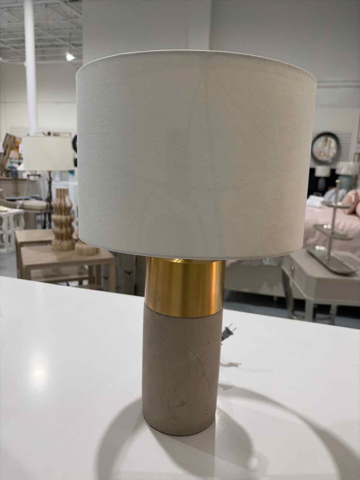 Safavieh Oliver Gray & Brass Cement Accent Lamp | True Fashionistas.