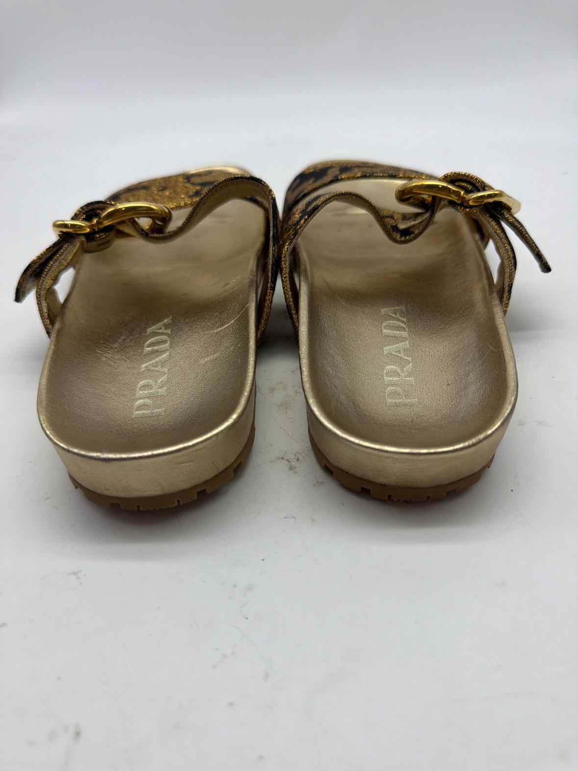 Pre-Owned Prada Gold Size 38 Slide Sandals | True Fashionistas.