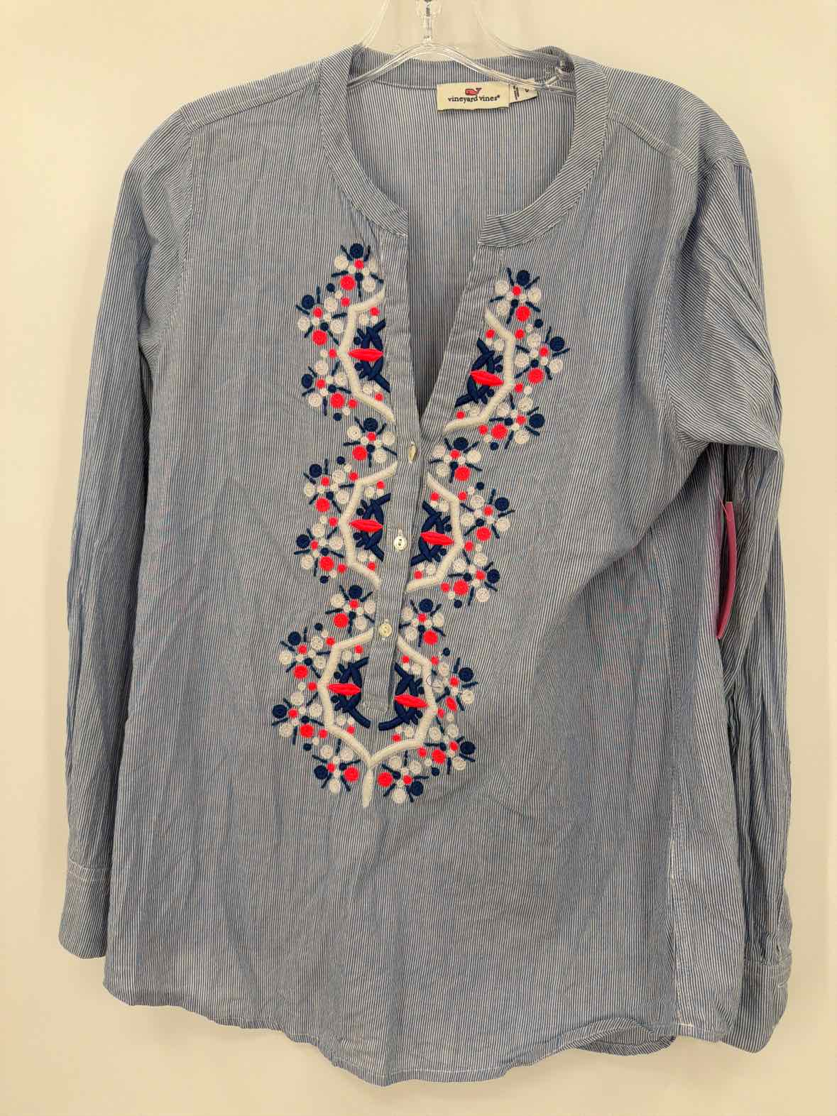 Pre-Owned Vineyard Vines Blue Size 0 Stripe Tunic Blouse | True Fashionistas.