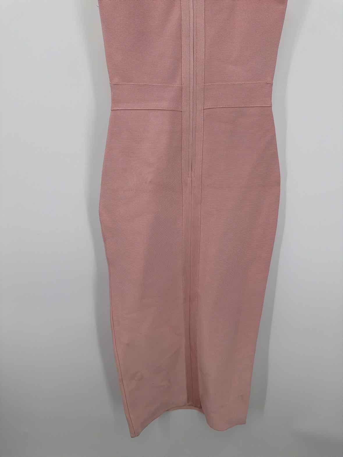 Pre-Owned House of London Pink Size Medium Knit Bodycon Midi Sleeveless Dress | True Fashionistas.