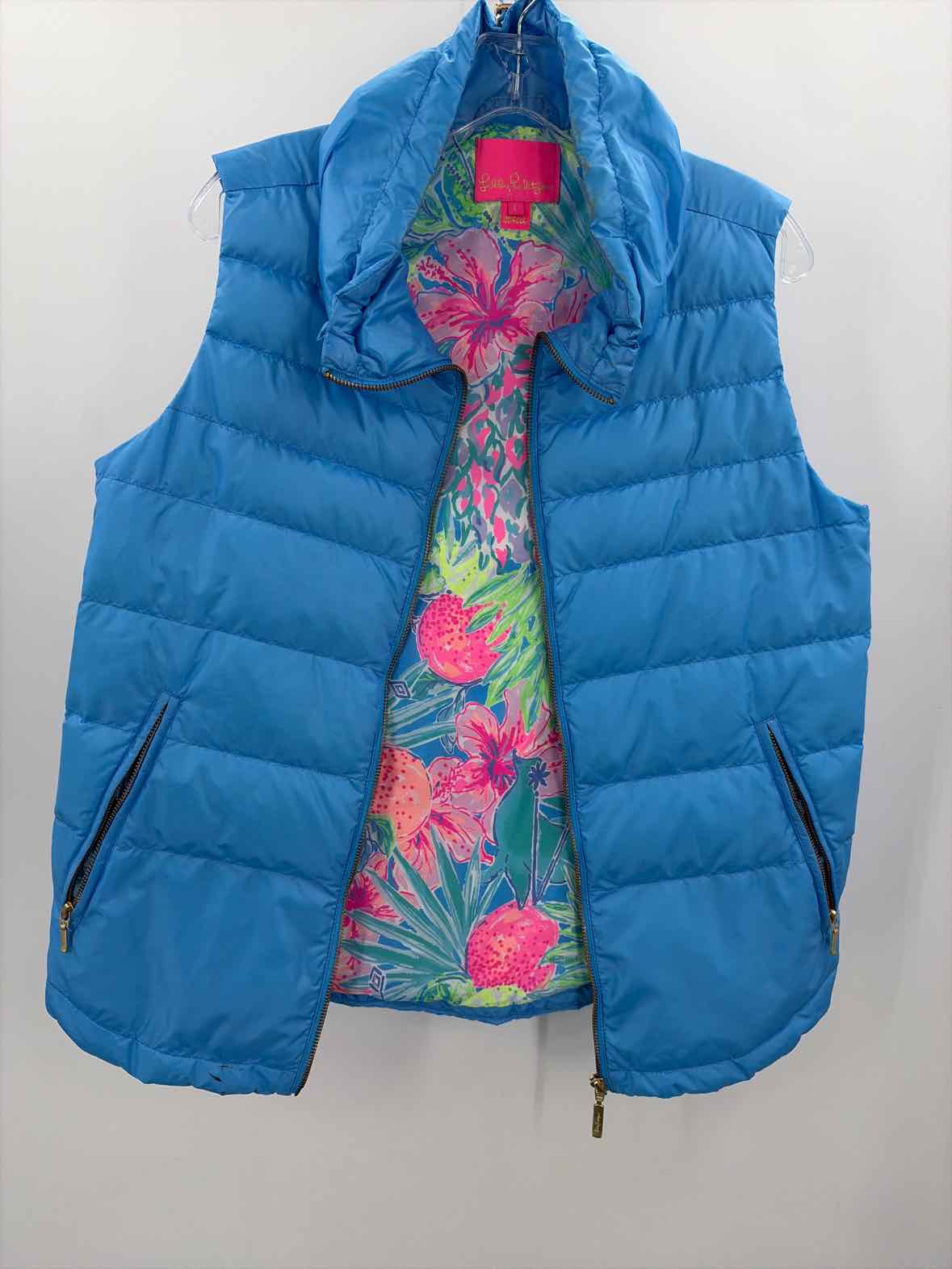 Pre-Owned Lilly Pulitzer Blue Size Large Vest Zip Up Jacket | True Fashionistas.