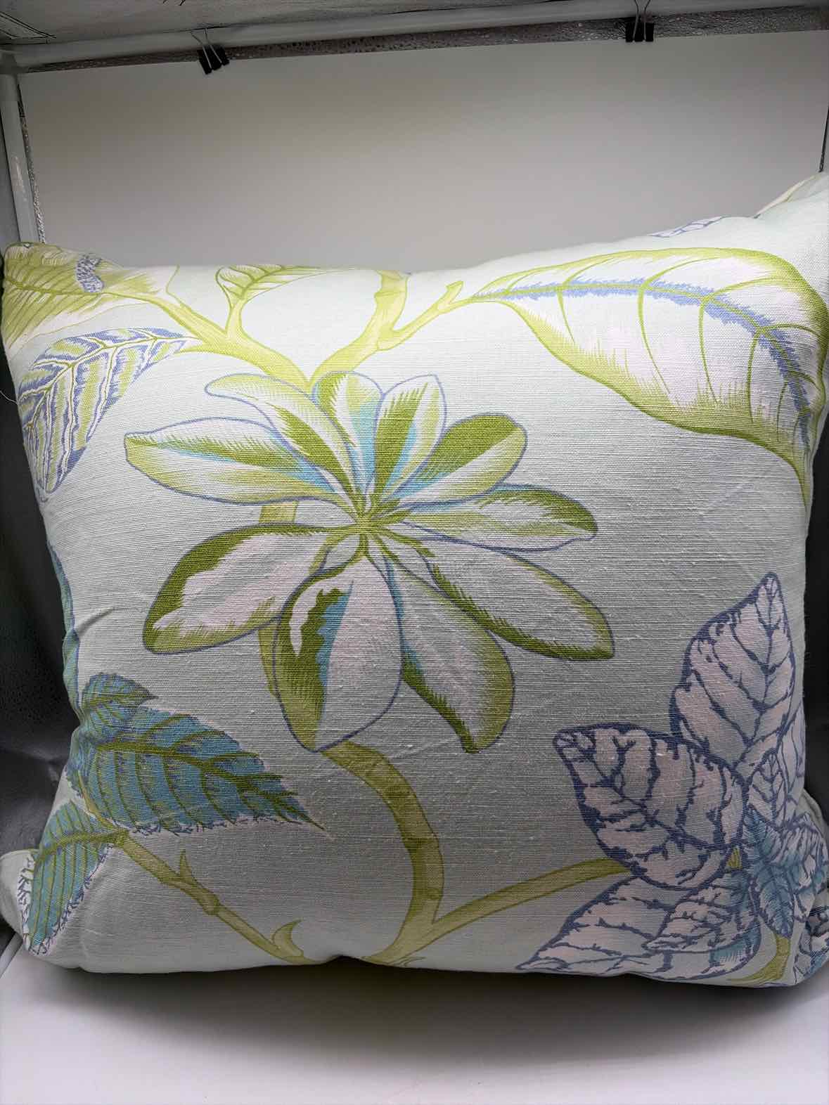 Aqua & Green Botanical Leaf Pillow | True Fashionistas.