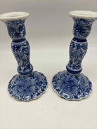 Set Of 2 Maitlind Smith Blue & White Candle Sticks | True Fashionistas.