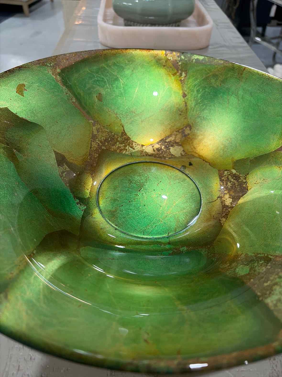 Iridescent Green Glass Bowl | True Fashionistas.