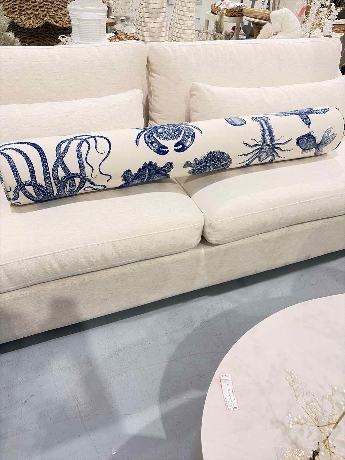 Blue & White Sea Life Bed Roll | True Fashionistas.