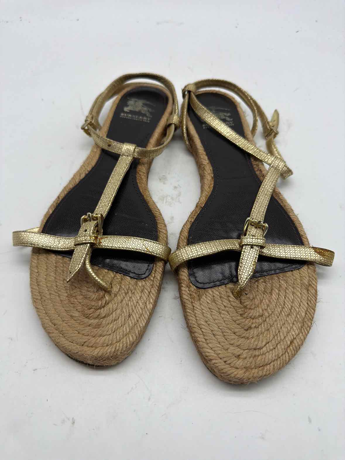 Pre-Owned Burberry Gold Size 10 Espadrille Sandals | True Fashionistas.