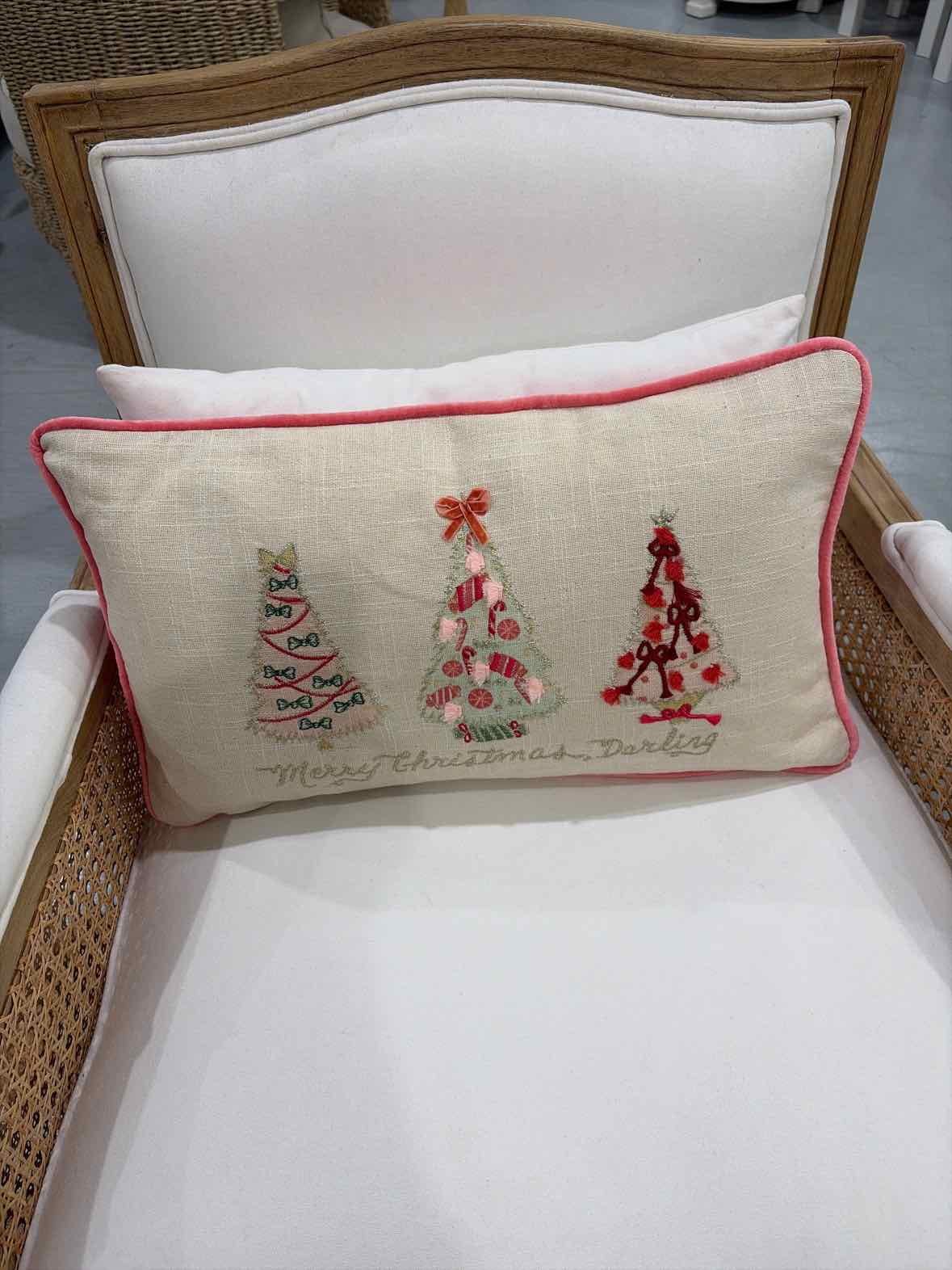 Tan Christmas Tree Lumbar Pillow | True Fashionistas.
