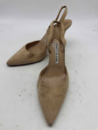 Pre-Owned Manolo Blahnik Tan Size 8.5 Slingback Heels | True Fashionistas.