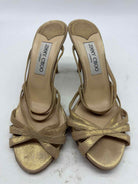 Pre-Owned Jimmy Choo Gold Size 8.5 Strappy Heels | True Fashionistas.