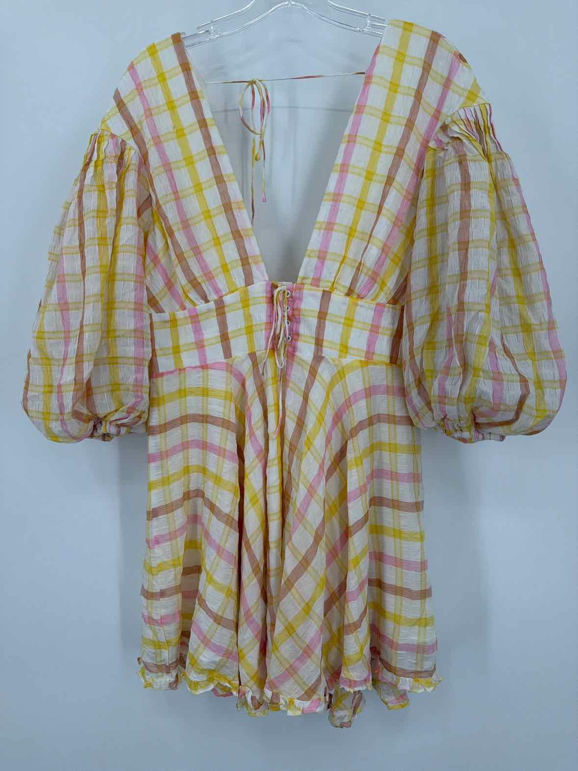 Pre-Owned For Love & Lemons Yellow Size XL Short Short Sleeve Dress | True Fashionistas.