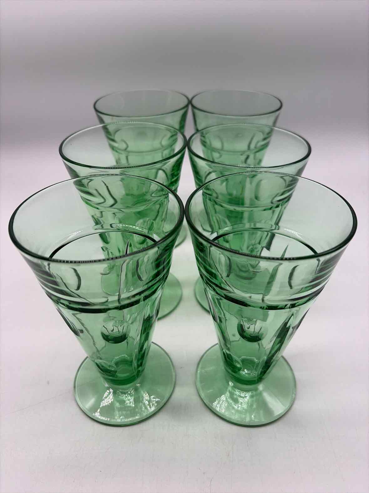 Set Of 6 Vintage Green Patterned  Glasses | True Fashionistas.