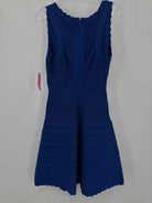Pre-Owned Herve Leger Blue Size Medium Knit Bodycon Short Sleeveless Dress | True Fashionistas.