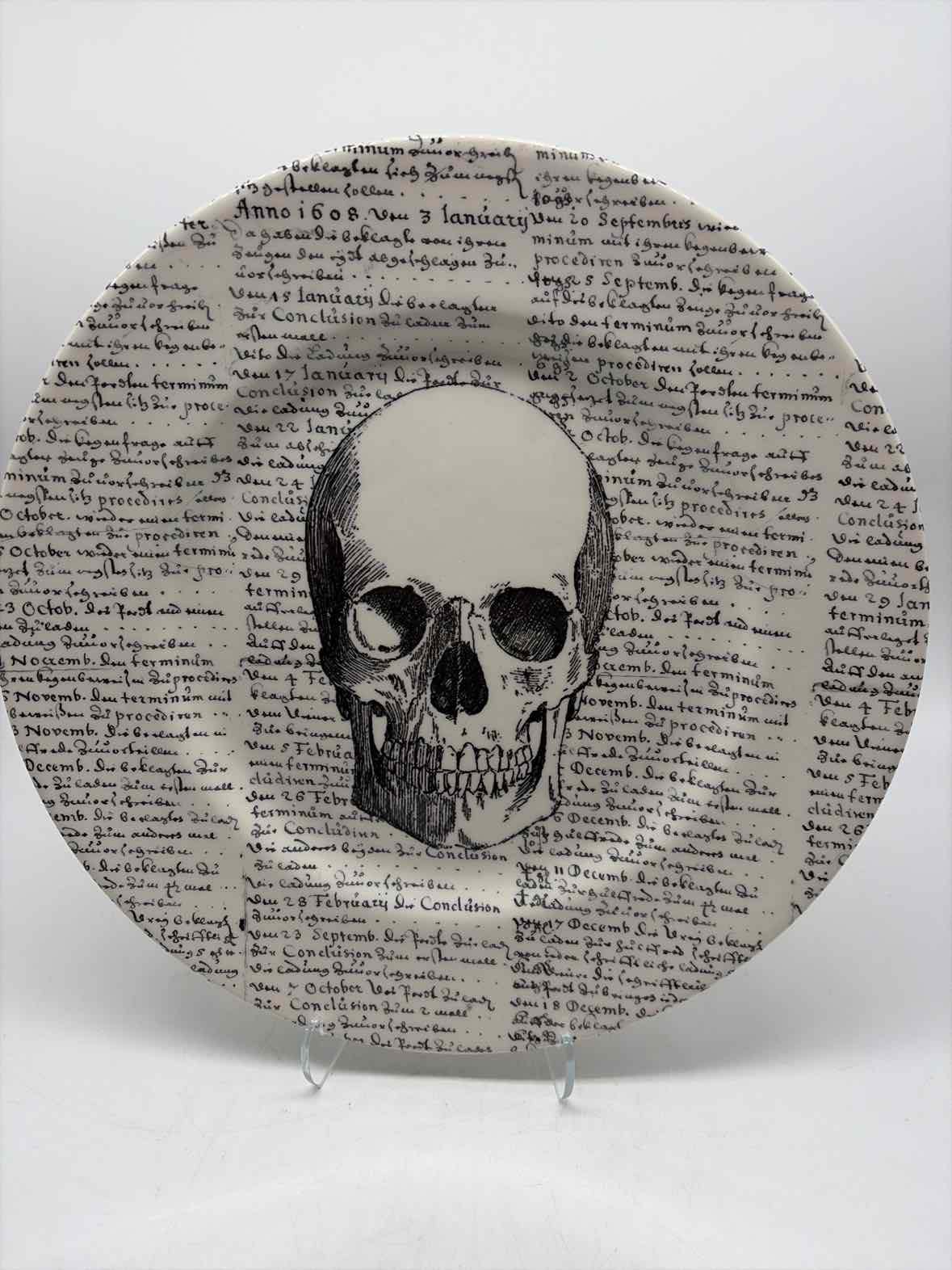 Royal Stafford White Porcelain Halloween Skull Plate | True Fashionistas.