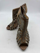 Pre-Owned Christian Louboutin Gold Size 8 Caged Heels | True Fashionistas.